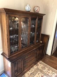 Ethan Allen china cabinet filled with Waterford crystal!