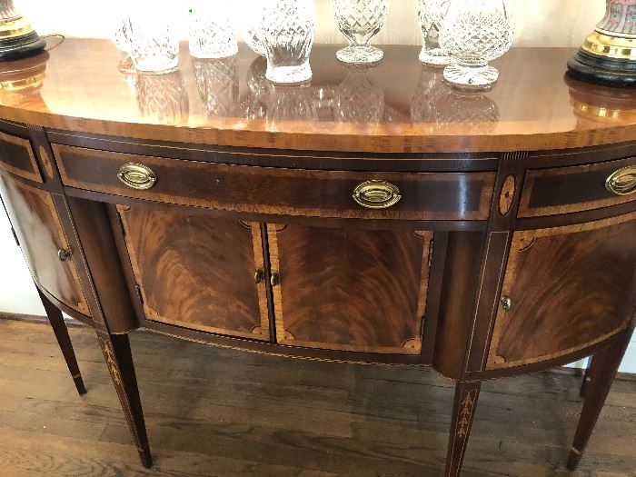 Gorgeous Hickory buffet with gorgeous waterford decanters!