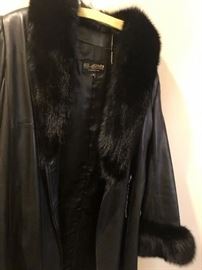 St. John perfect condition leather and fur coat!