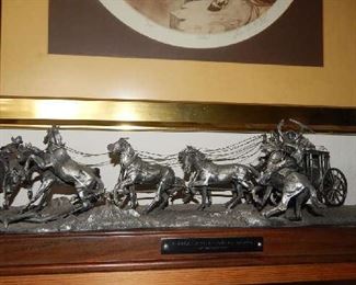 COLLECTIBLE PEWTER ITEM OF "HOLD UP OF THE OVERLAND STAGE" BY ARTIST GORDON PHILLIPS
