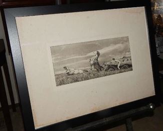 FRAMED ETCHING SIGNED BY ARTIST, MAXWELL KLINGER FROM BERLIN. NO OTHER DOCUMENTATION IS AVAILABLE