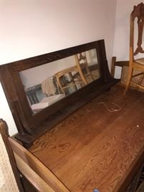 ANTIQUE CHILD BED AND MISSION MIRROR