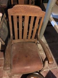 Oak chair with leather seat