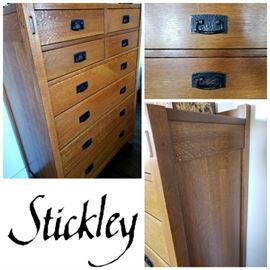 Stickley Mission oak 8-drawer chest with dark copper hardware