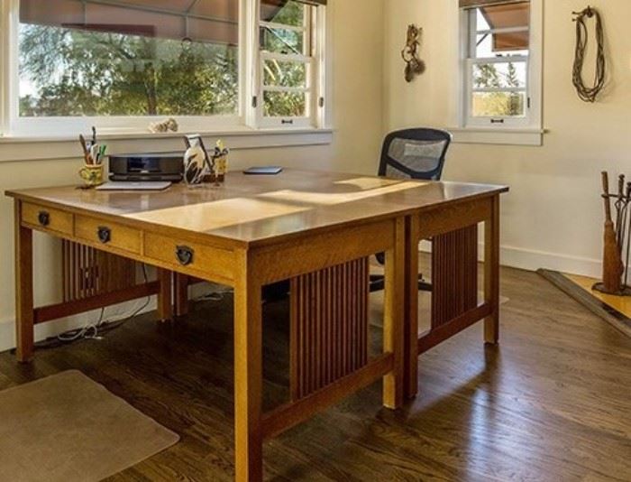 Pair of Stickley Mission Oak Library Tables