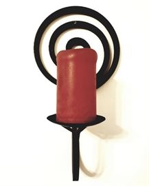 pair of wrought iron candle sconces