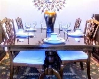 Close-up view of Chippendale Table and Chairs.