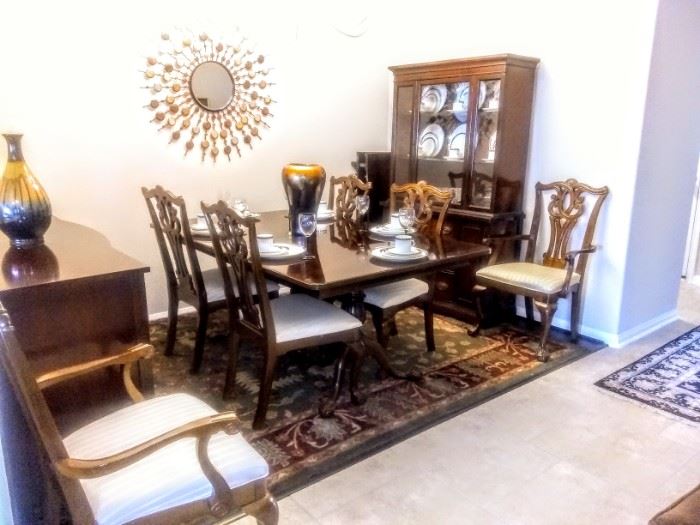Lovely view of Formal Dining area. Set includes Chipendale Table, 6 chairs ( 2 arms, 4 sides, 2 leaves).