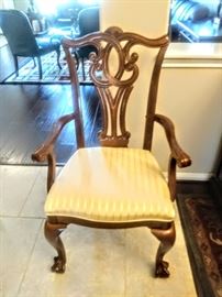 Close-up of Chippendale arm chair.