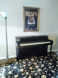 1970's Black "Wurlitzer" SPINET Piano. Good practice piano for beginner pianist.