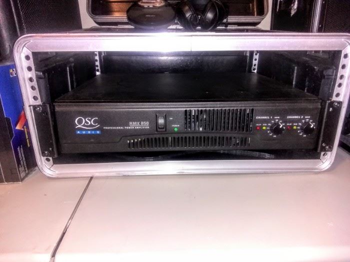 "QSC Audio" Equipment for speaker system.