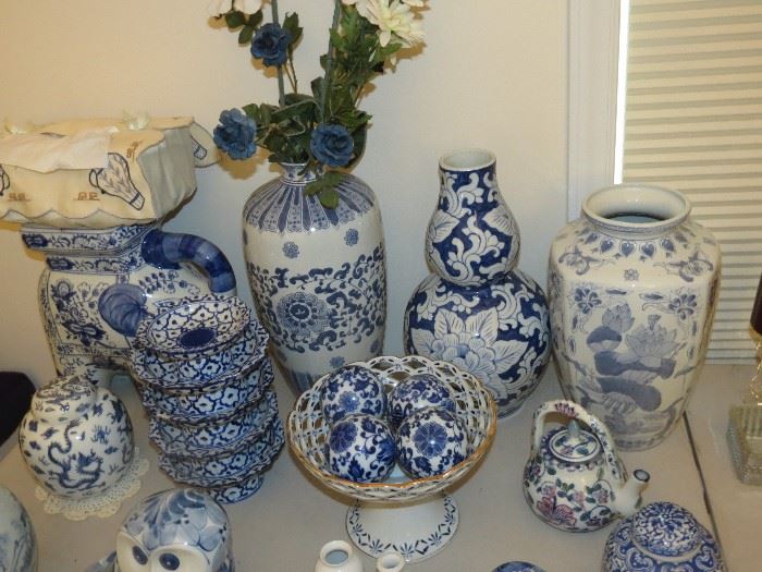 LOTS OF BLUE AND WHITE.