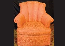 Salmon Upholstered Chair with Roll Back by K. Jones