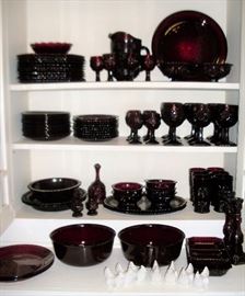AVON RED GLASS DISHES
