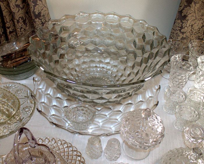 HUGE Fostoria "American" punch bowl with underplate