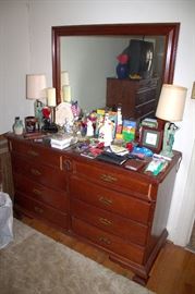 Pennsylvania House bedroom set - full bed, nightstand, dresser with mirror, and chest-of-drawers