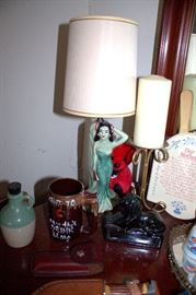 Pair of 1950's ceramic lady lamps