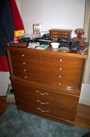 Mid-century modern bedroom set - full bed, dresser with mirror, chest-of-drawers