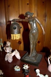 Fabulous antique German figural lady lamp - works!