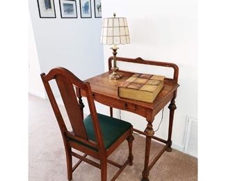 Antique Oak Writing Desk and Chair