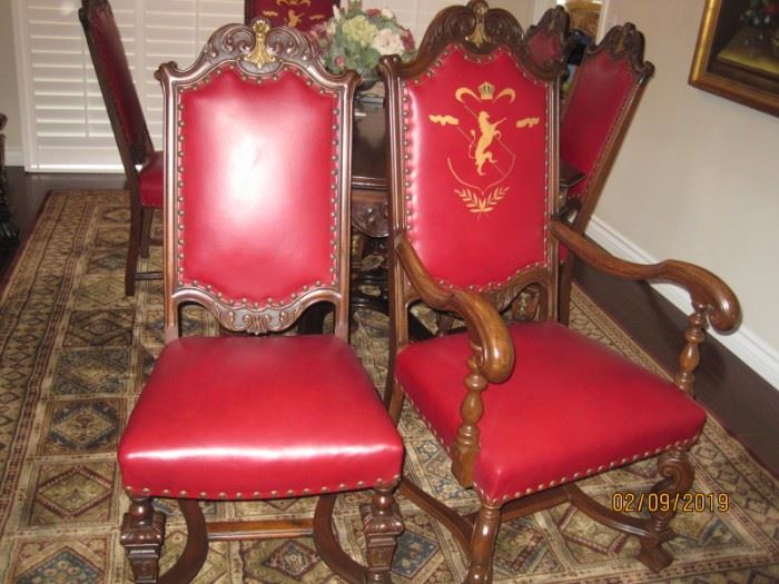 Side Chair and Captain's Chair with Lion Crest Back 