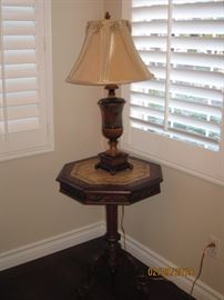 Octagonal Side Table with Contemporary Lamp