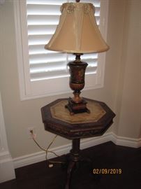 Matching Octagonal Side Table with Contemporary Lamp