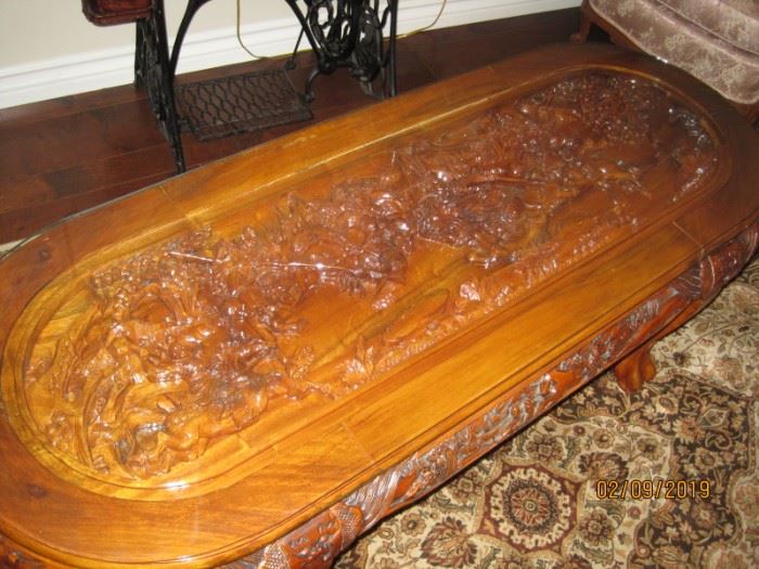 Top View of Chinese Style Carved Coffee Table