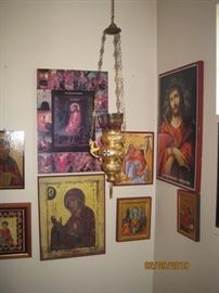 Set of Icons and Hanging Lamp
