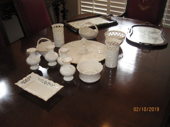 Lenox Vases, Serving Platter, Bowls and Tray. 