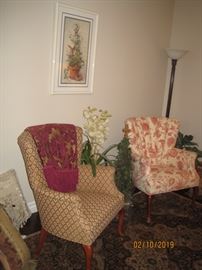 Pair of Decorator Wing Back Chairs 