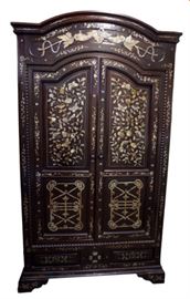  French Colonial Rosewood Cabinet with Mother of Pearl inlay.