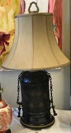 Metal Hammered Bronze Archaic Style Lamp