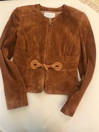Valentino suede jacket with knot detail on front. Lined, Camel color. Im just Gorgeous!
