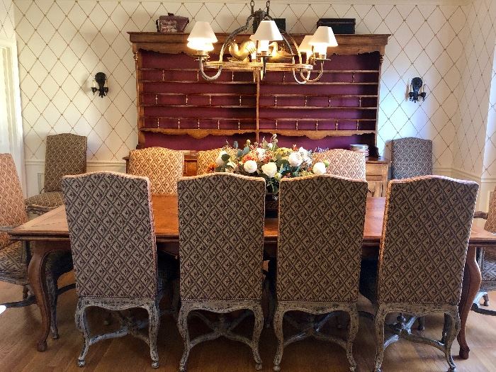 Collection Reproduction Dining Table with matching Welsh type sideboard/display. Table extends to 120".