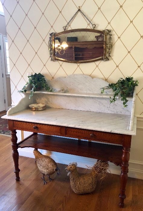 Antique, marble-top sideboard