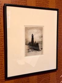 Henry Farrer, etching, "The Lighthouse", 1880