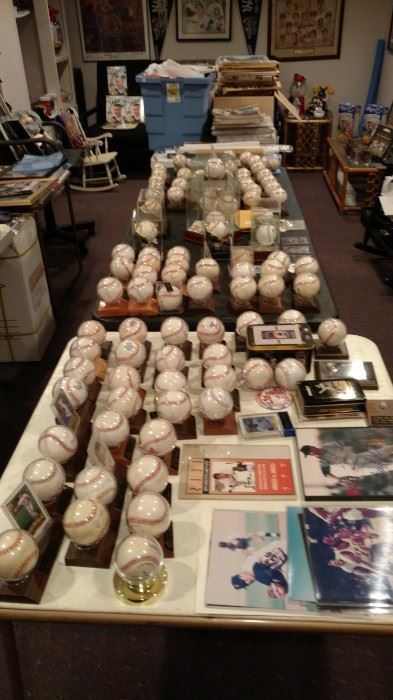 Autographed baseballs   Mantle, Berra, Mays, Aaron,Ford, Larsen,DiMaggio, Maris, Jeter and Many more.