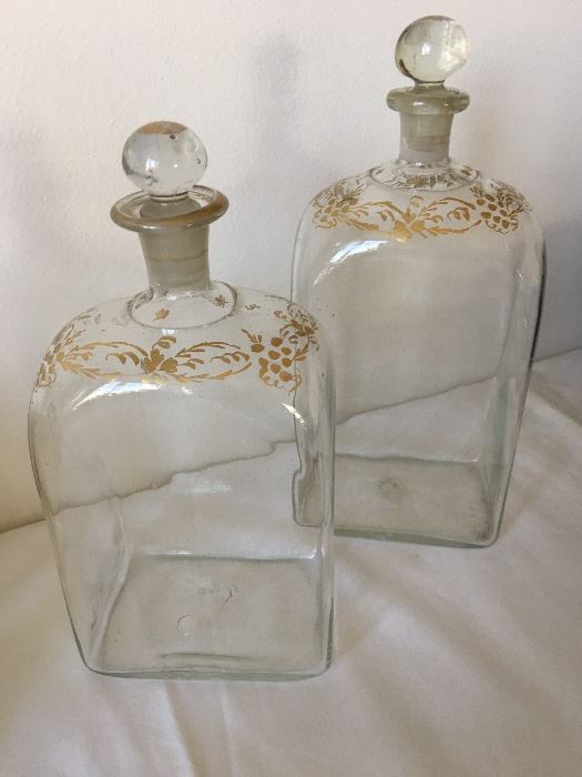 Antique hand-painted decanters