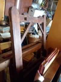 an old loom, taken apart
