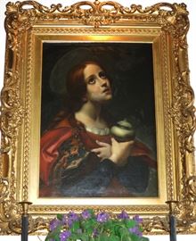 Beautiful 19th,. C. Old Master Portrait of the Madonna  in an Ornate Period Gilt Frame