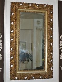 Large Antique Rectangular Gilt Mirror