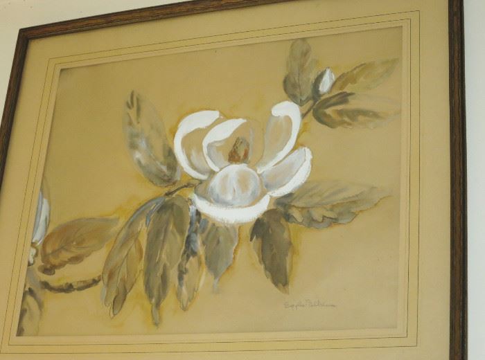 "Magnolia" Vintage Original Gouache, signed