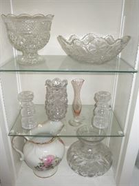 Lots of Fine Cut Crystal & Depression Glass & Victorian Water Pitcher