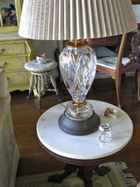 One of a Pair of Cut-Crystal Lamps