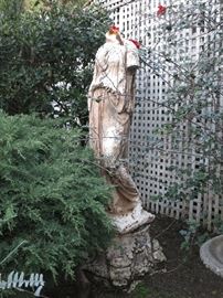 Antique Distressed Statue of a Goddess on a Plinth