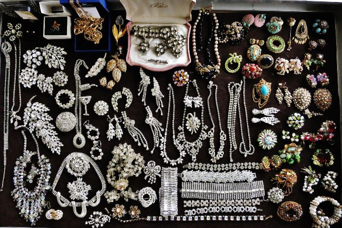Fabulous Vintage Rhinestone, Semi-Precious, and Miriam Haskell Signed Jewelry