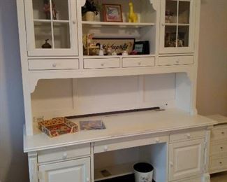 White painted Marimba wood hutch and credenza