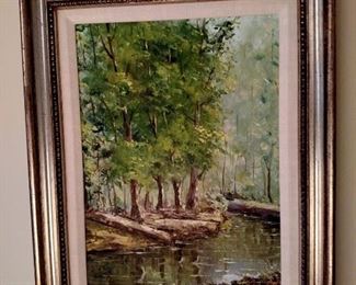 Small framed oil painting on canvas illegibly signed lower left