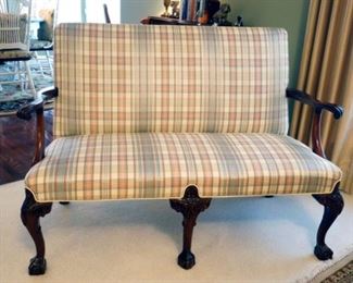 Front view of Chippendale style settee